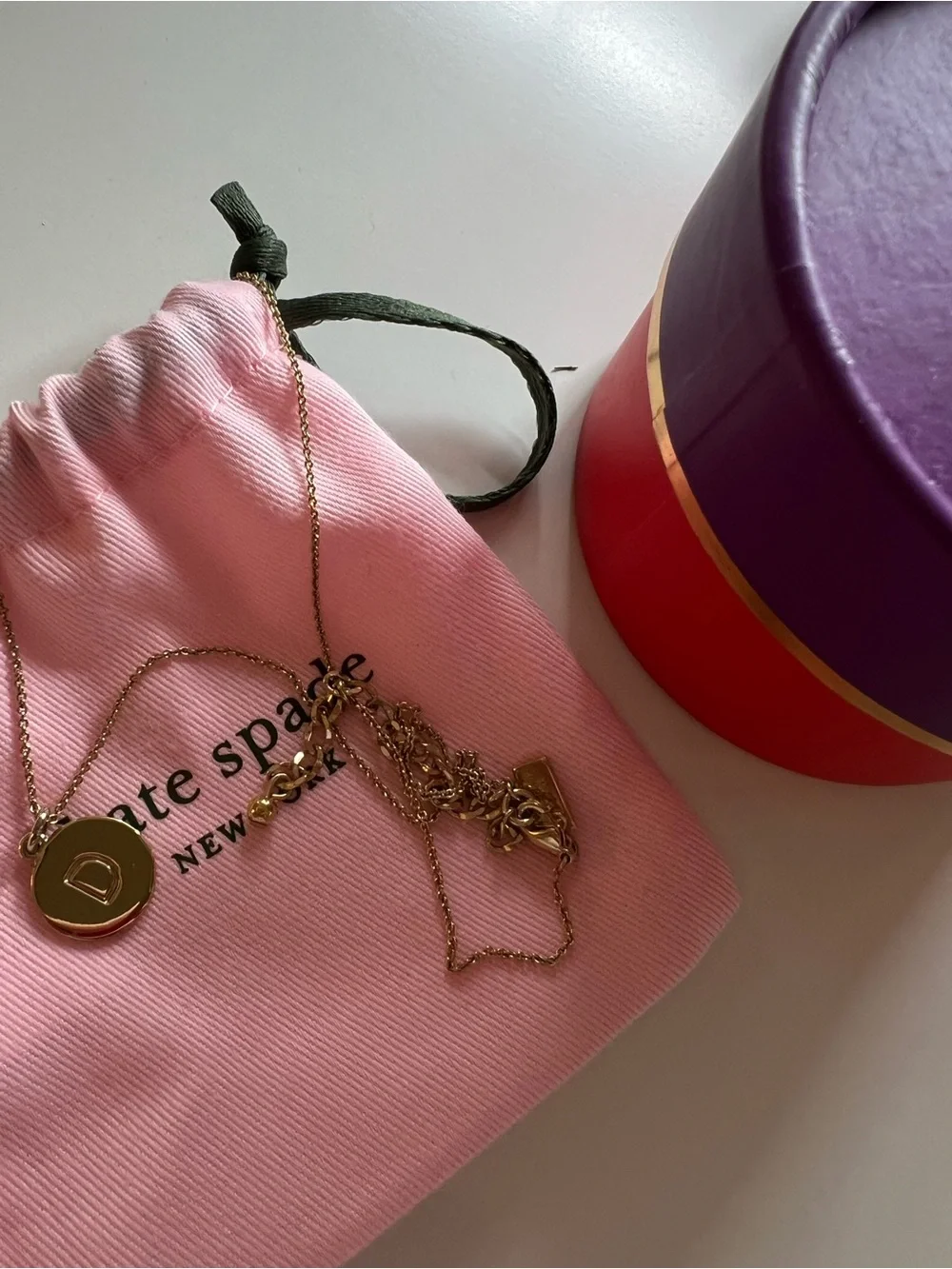 kate spade Gold Initial D Disc Pendant Necklace
